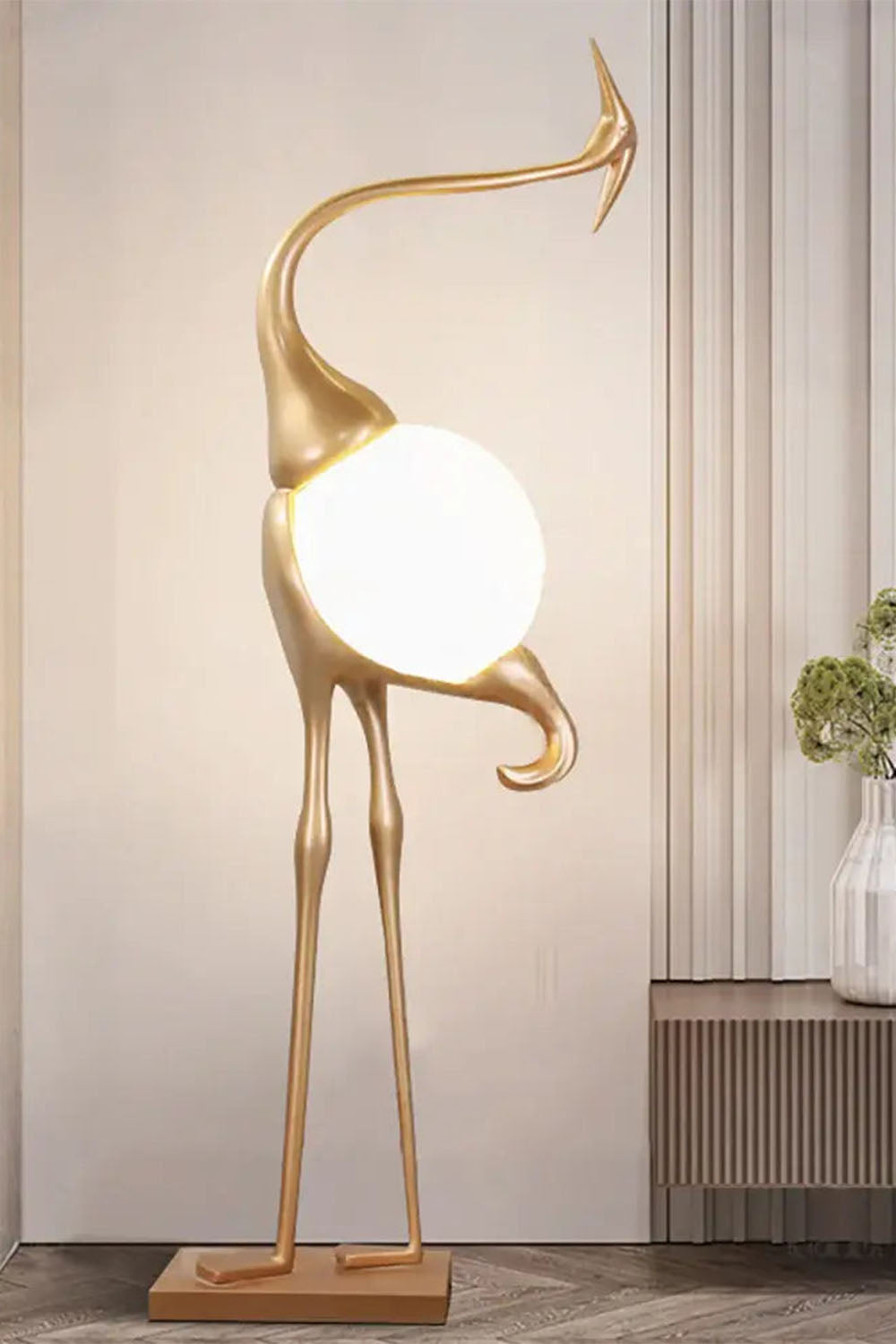 Crane-Shaped Sculpture Floor Lamp