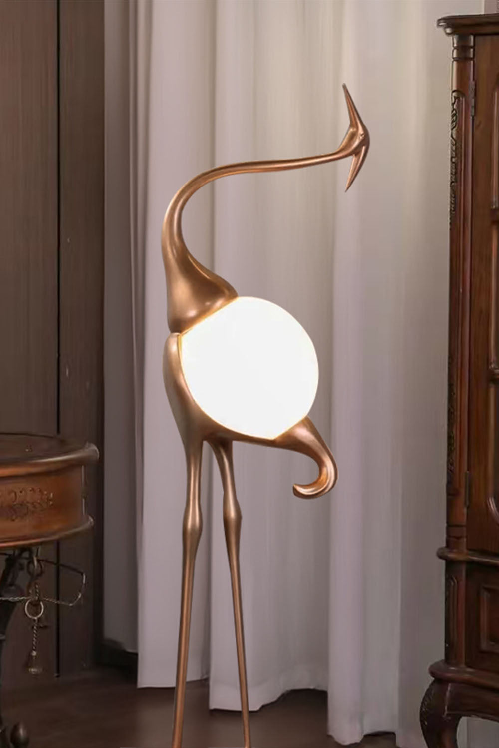 Crane-Shaped Sculpture Floor Lamp