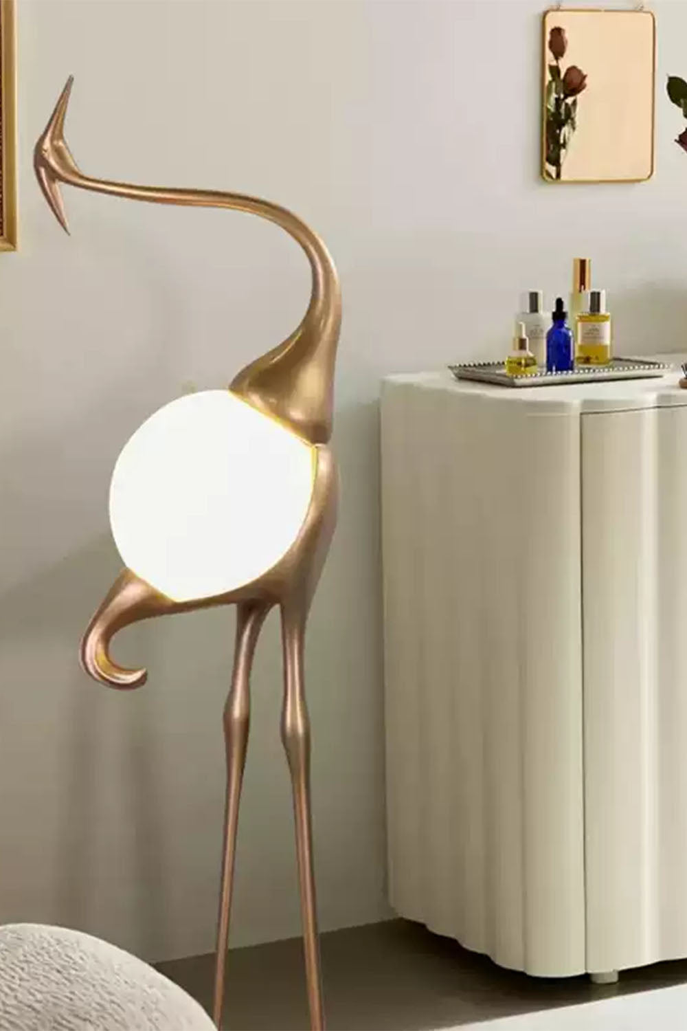 Crane-Shaped Sculpture Floor Lamp