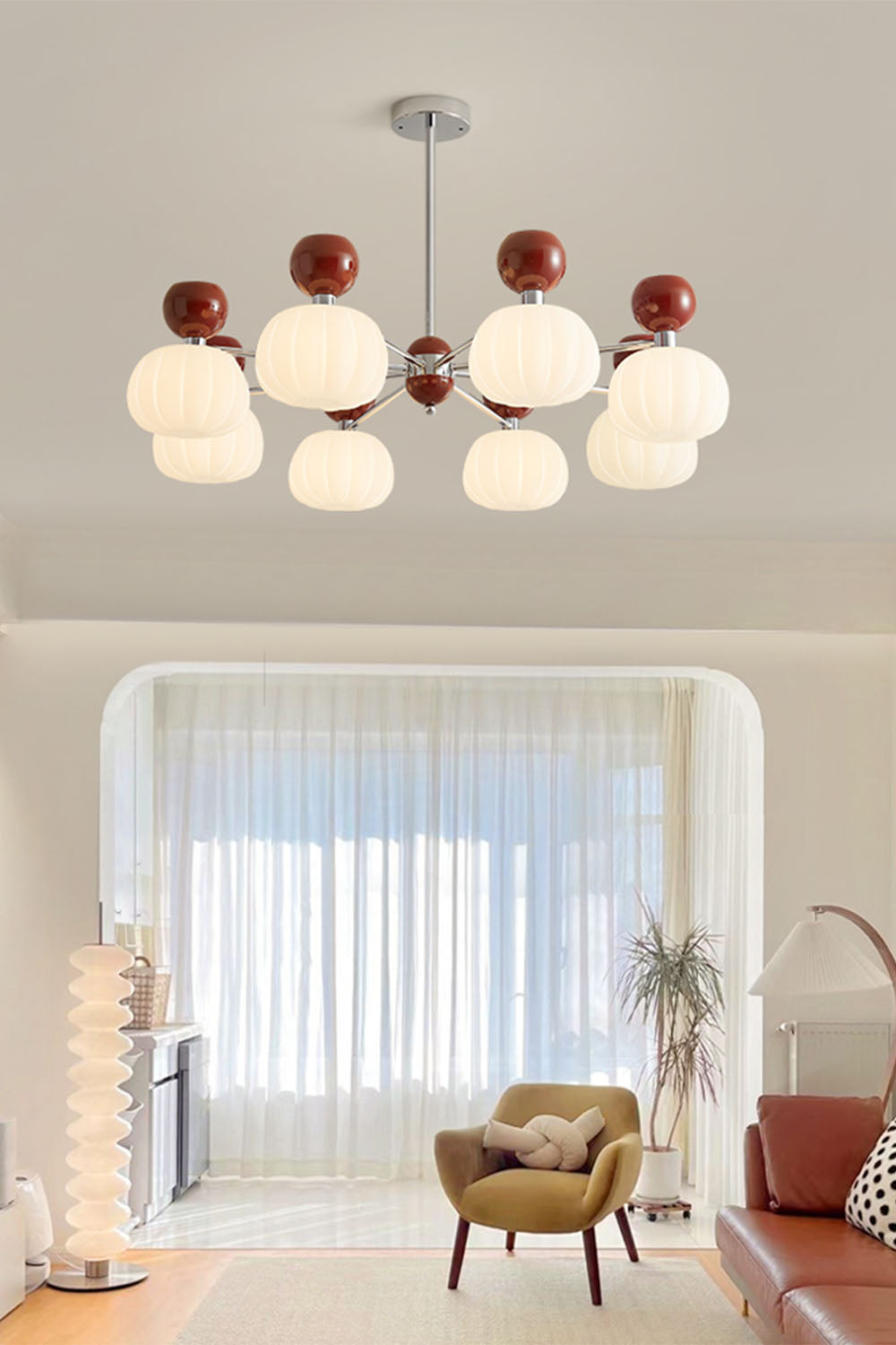 Cream Pumpkin Chandelier