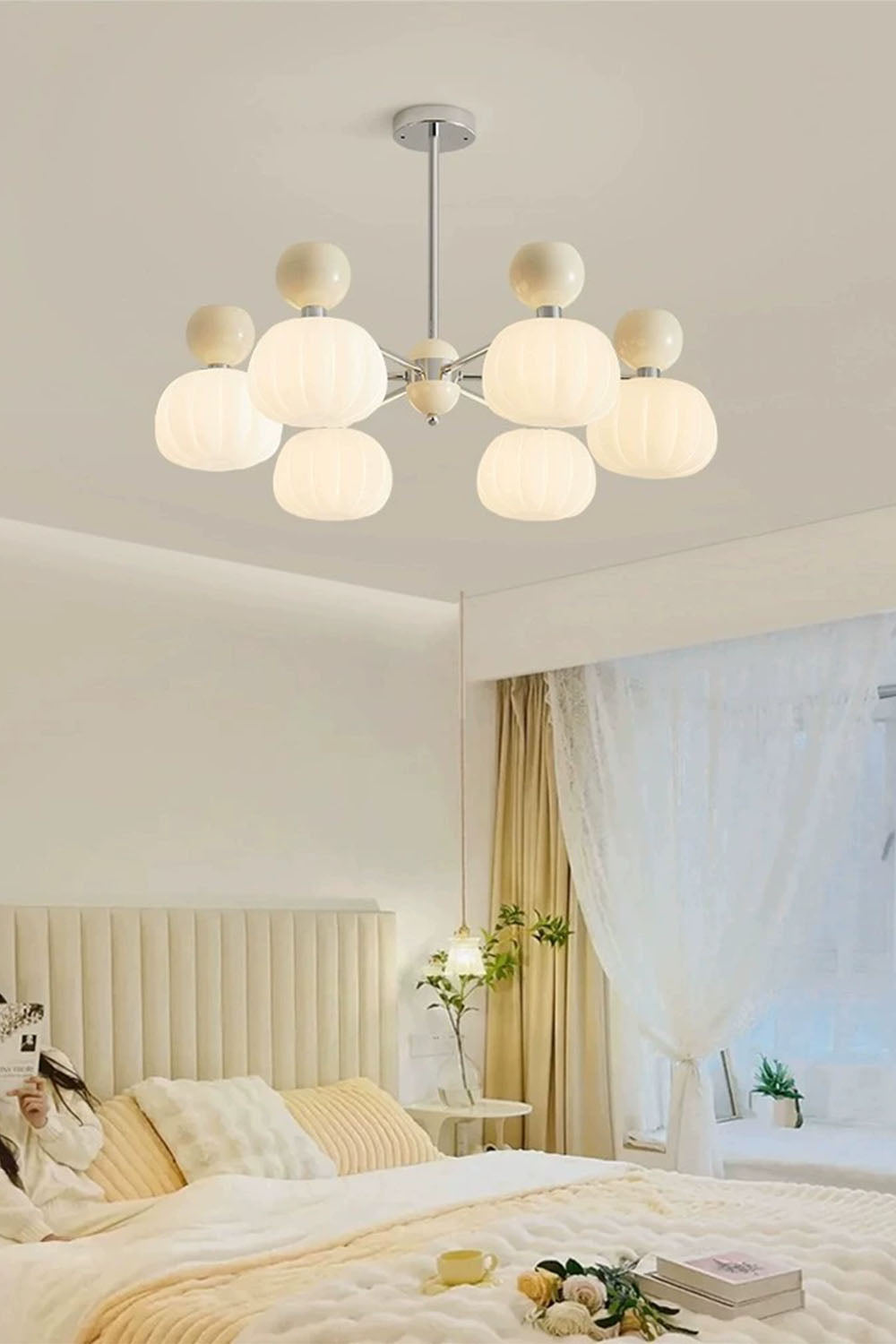 Cream Pumpkin Chandelier