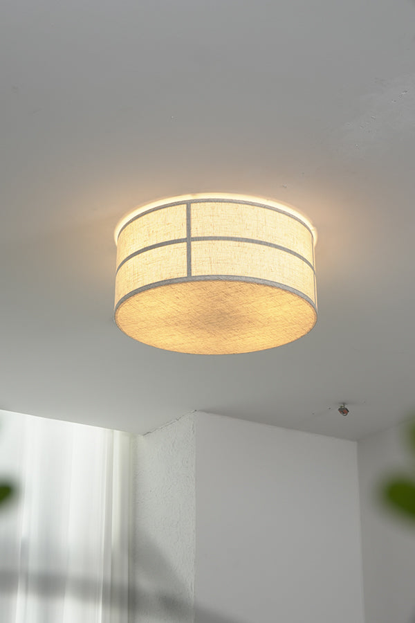Crosshatch Linen Fabric Flush Mount Ceiling Light
