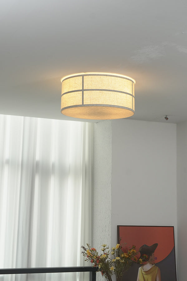 Crosshatch Linen Fabric Flush Mount Ceiling Light