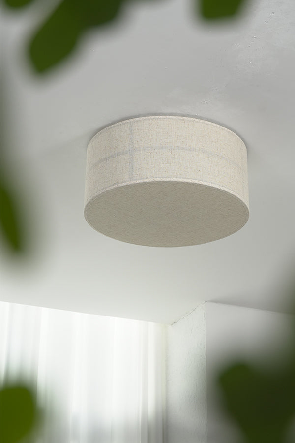 Crosshatch Linen Fabric Flush Mount Ceiling Light