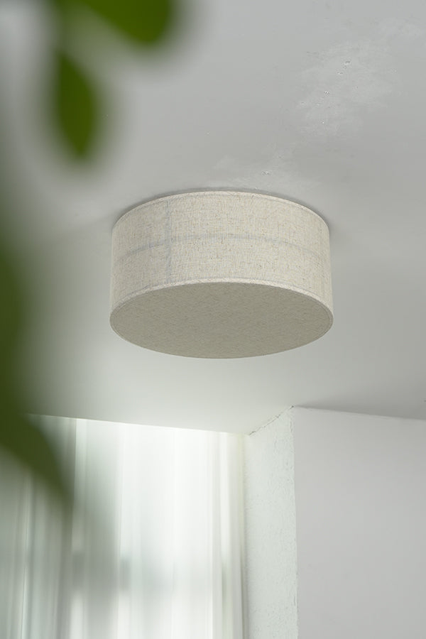 Crosshatch Linen Fabric Flush Mount Ceiling Light