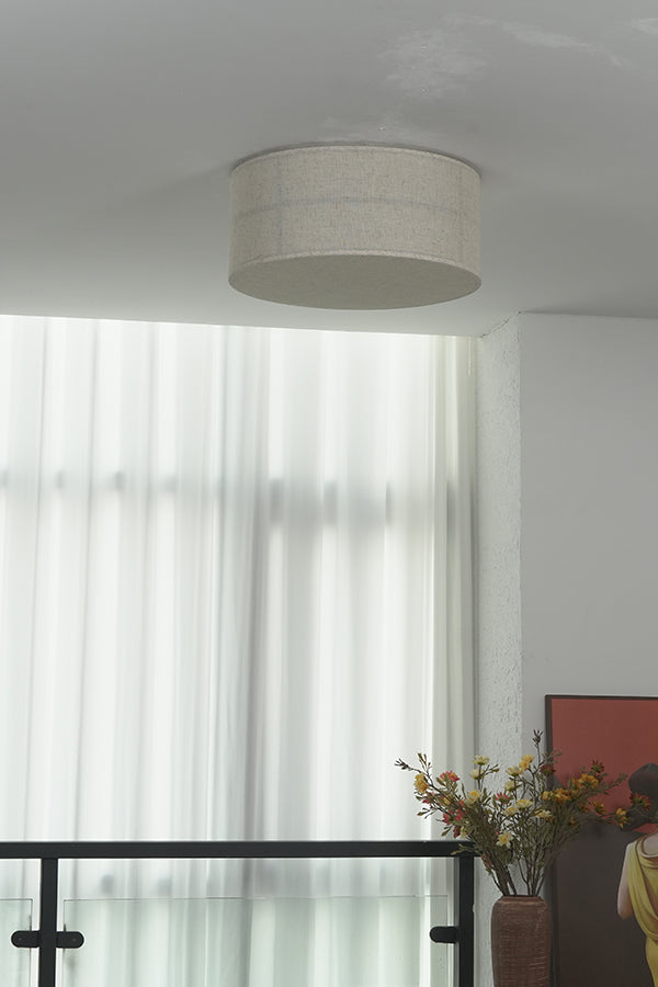 Crosshatch Linen Fabric Flush Mount Ceiling Light