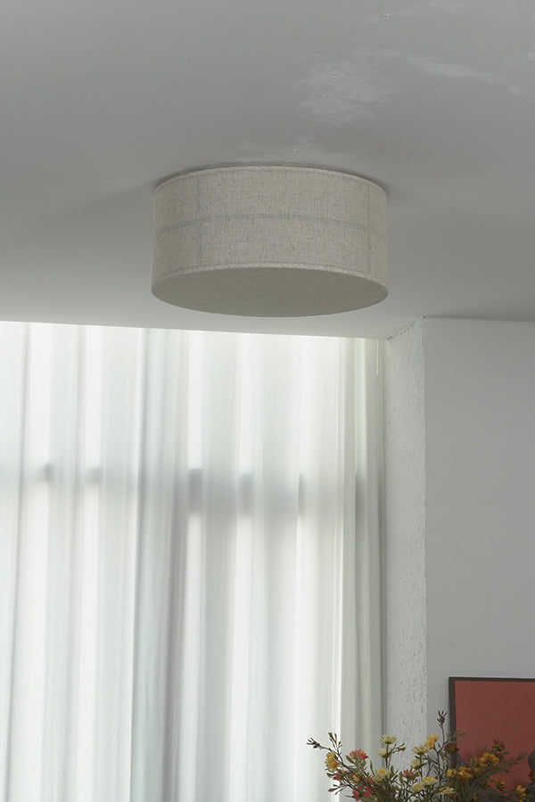 Crosshatch Linen Fabric Flush Mount Ceiling Light