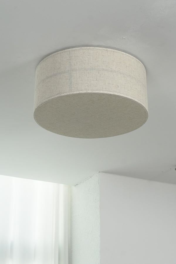 Crosshatch Linen Fabric Flush Mount Ceiling Light