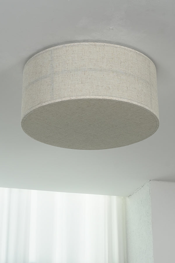 Crosshatch Linen Fabric Flush Mount Ceiling Light