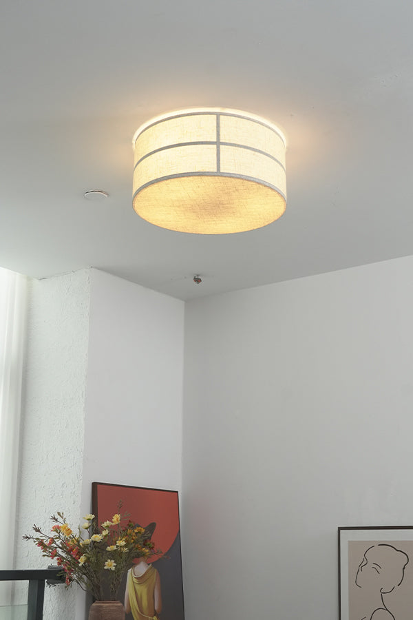 Crosshatch Linen Fabric Flush Mount Ceiling Light