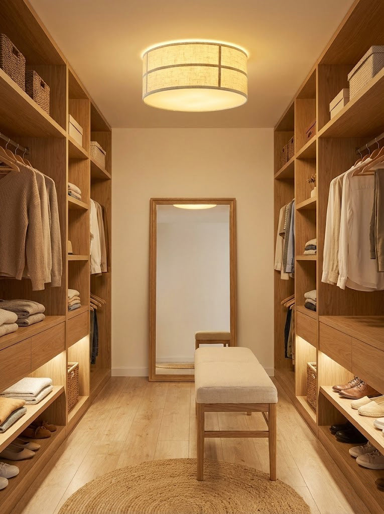 Crosshatch Linen Fabric Flush Mount Ceiling Light