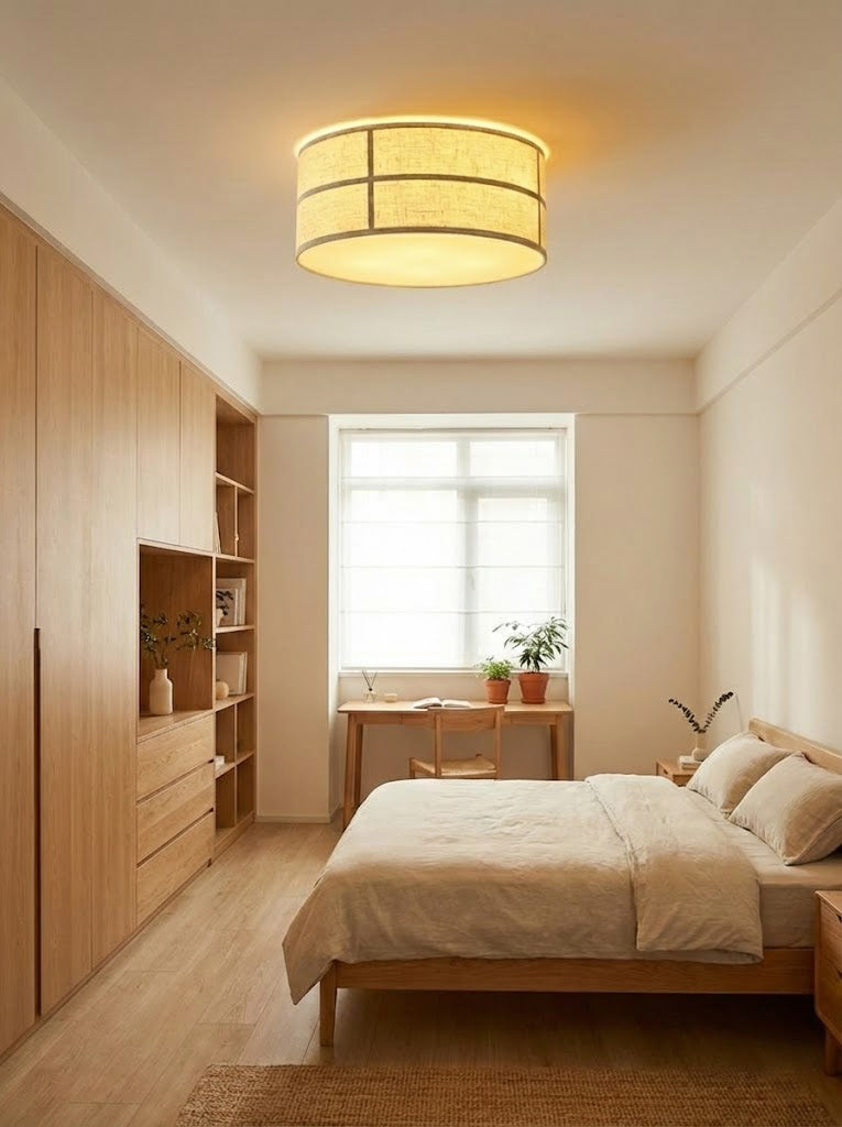 Crosshatch Linen Fabric Flush Mount Ceiling Light