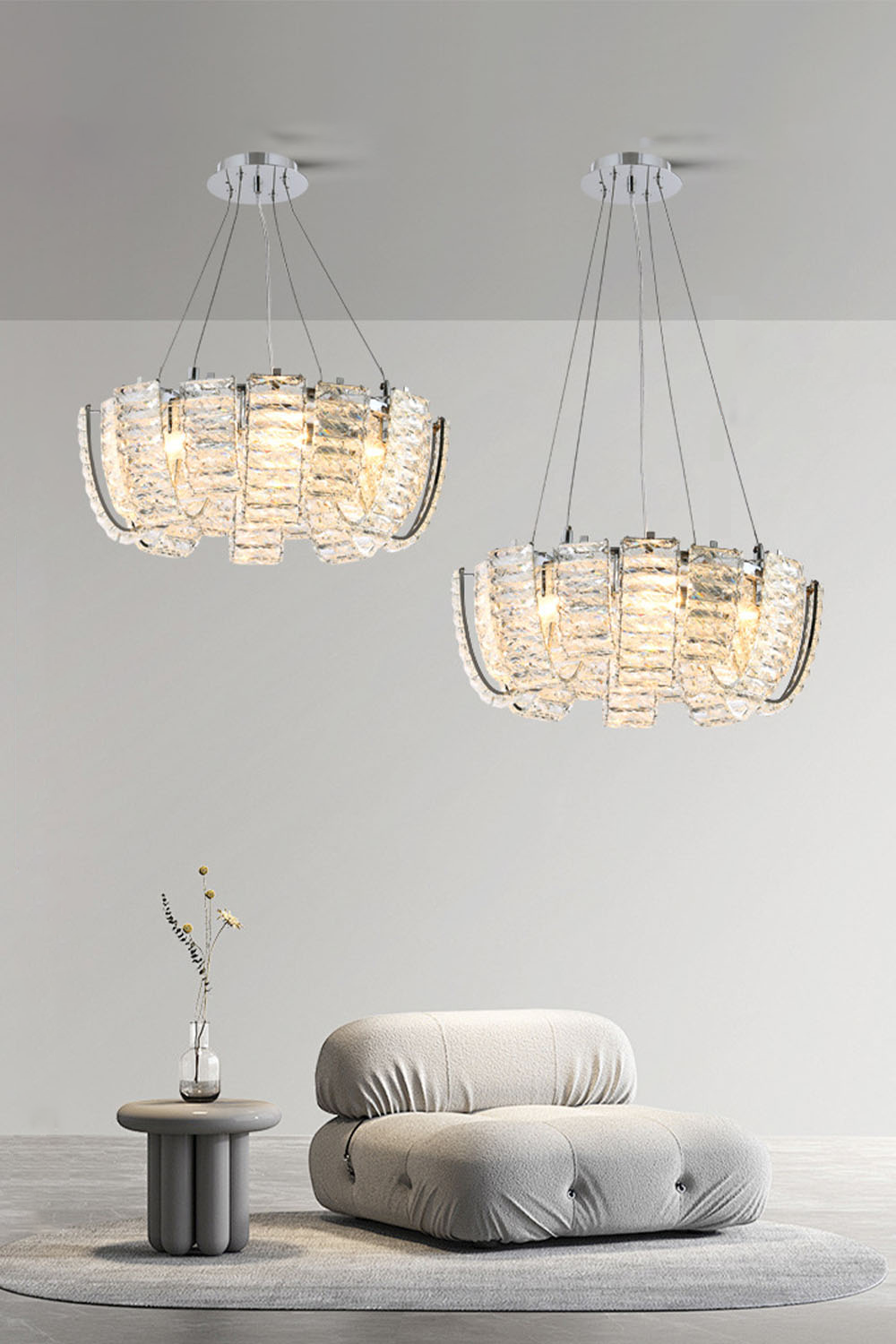Crystal Chrome Chandelier
