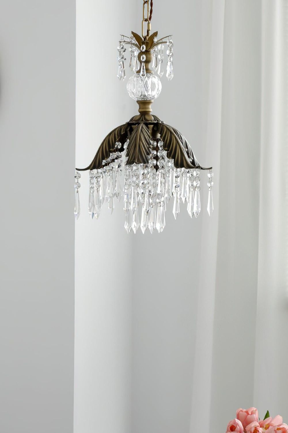 Crystal Palm Leaf Pendant Light