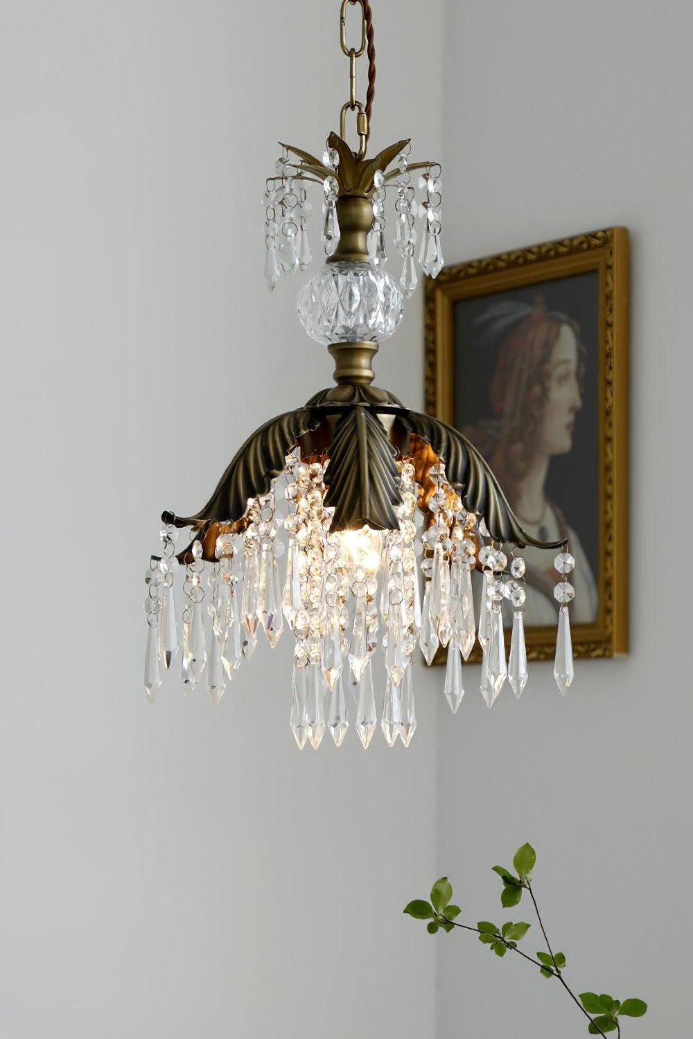 Crystal Palm Leaf Pendant Light