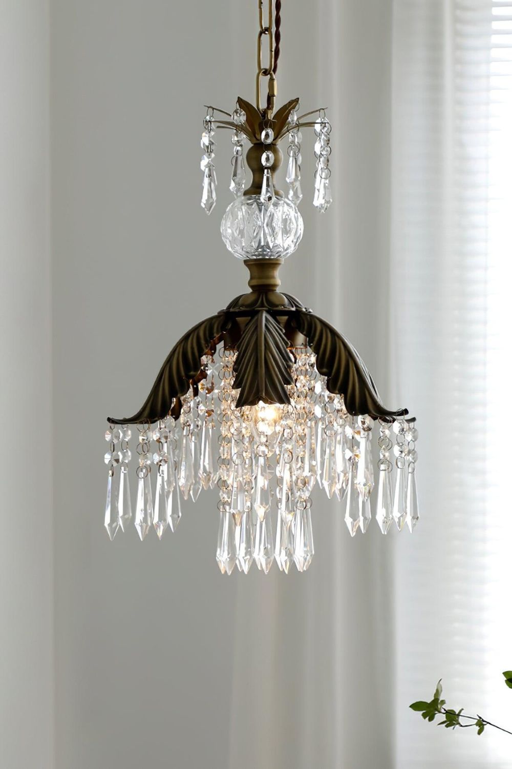 Crystal Palm Leaf Pendant Light