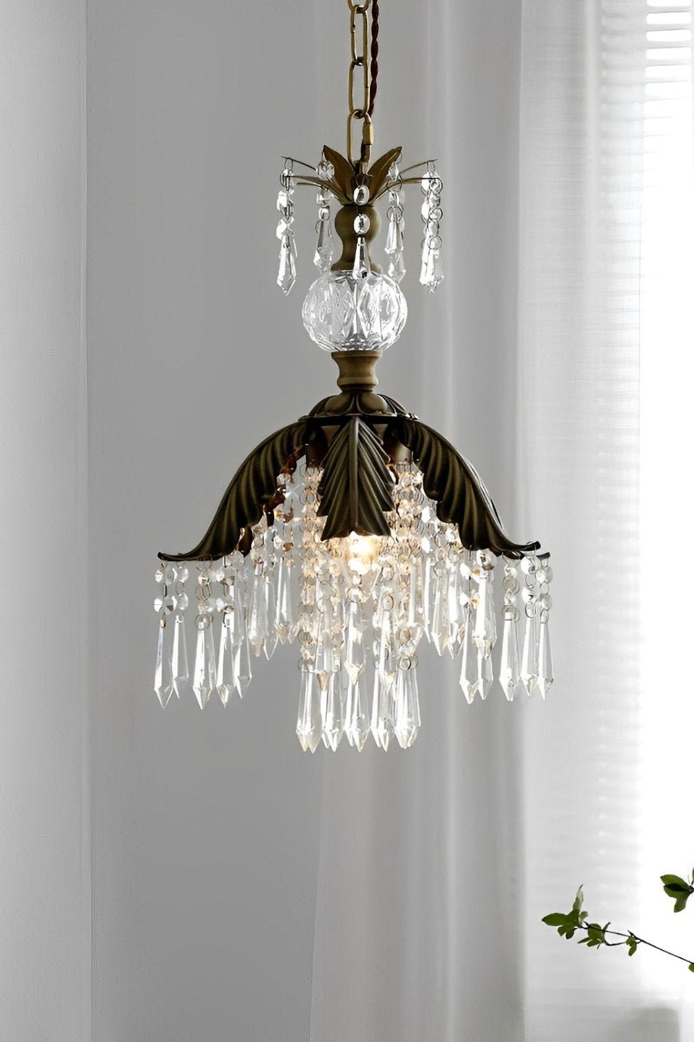 Crystal Palm Leaf Pendant Light