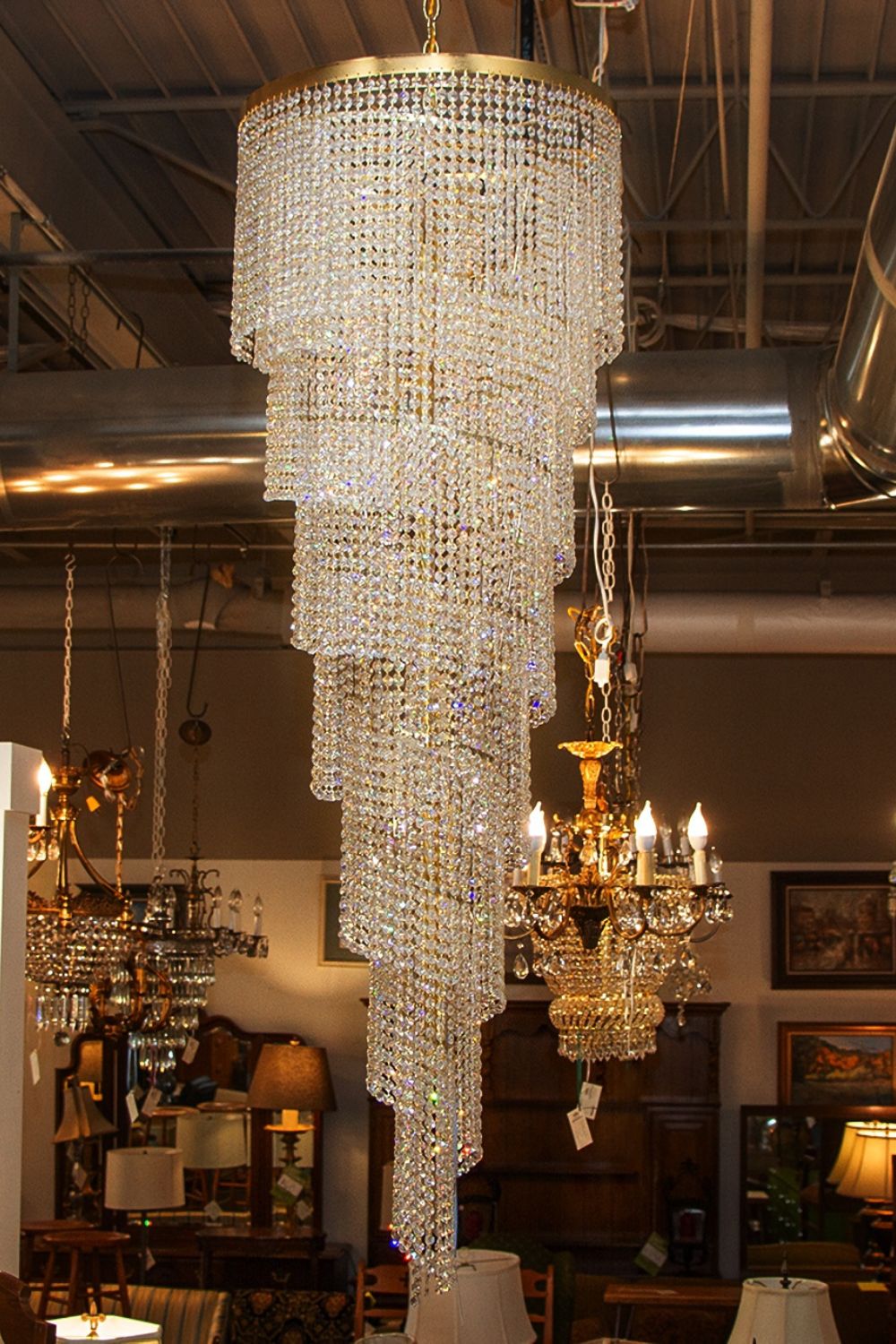 Crystal Spiral Double Volume Chandelier - SamuLighting