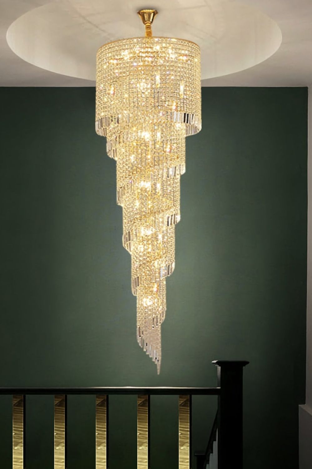 Crystal Spiral Double Volume Chandelier - SamuLighting