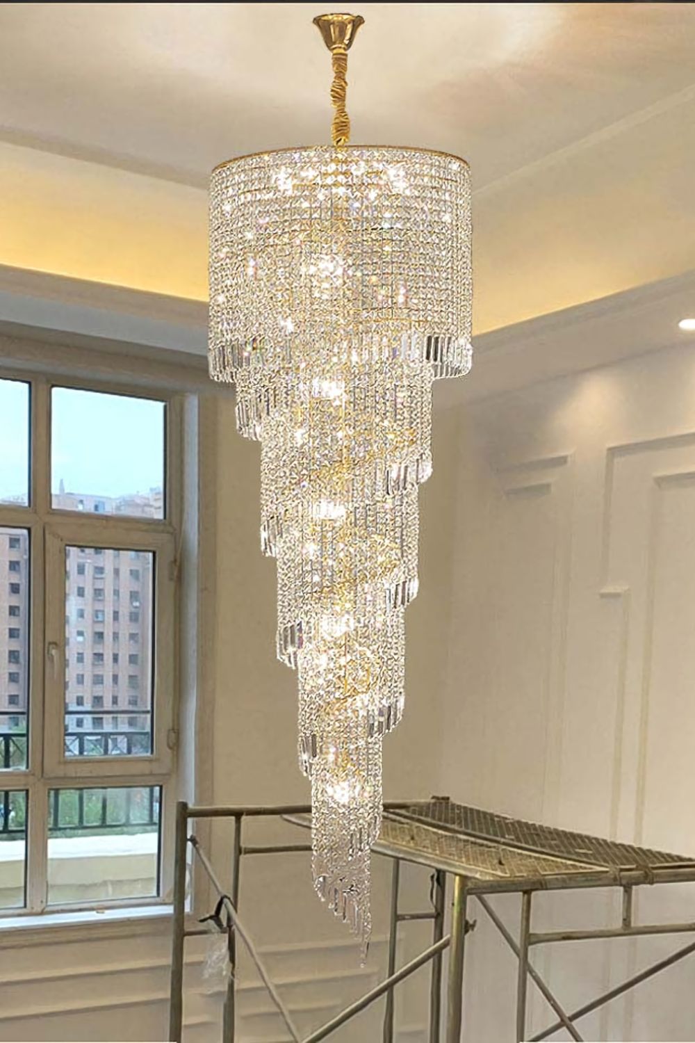 Crystal Spiral Double Volume Chandelier - SamuLighting