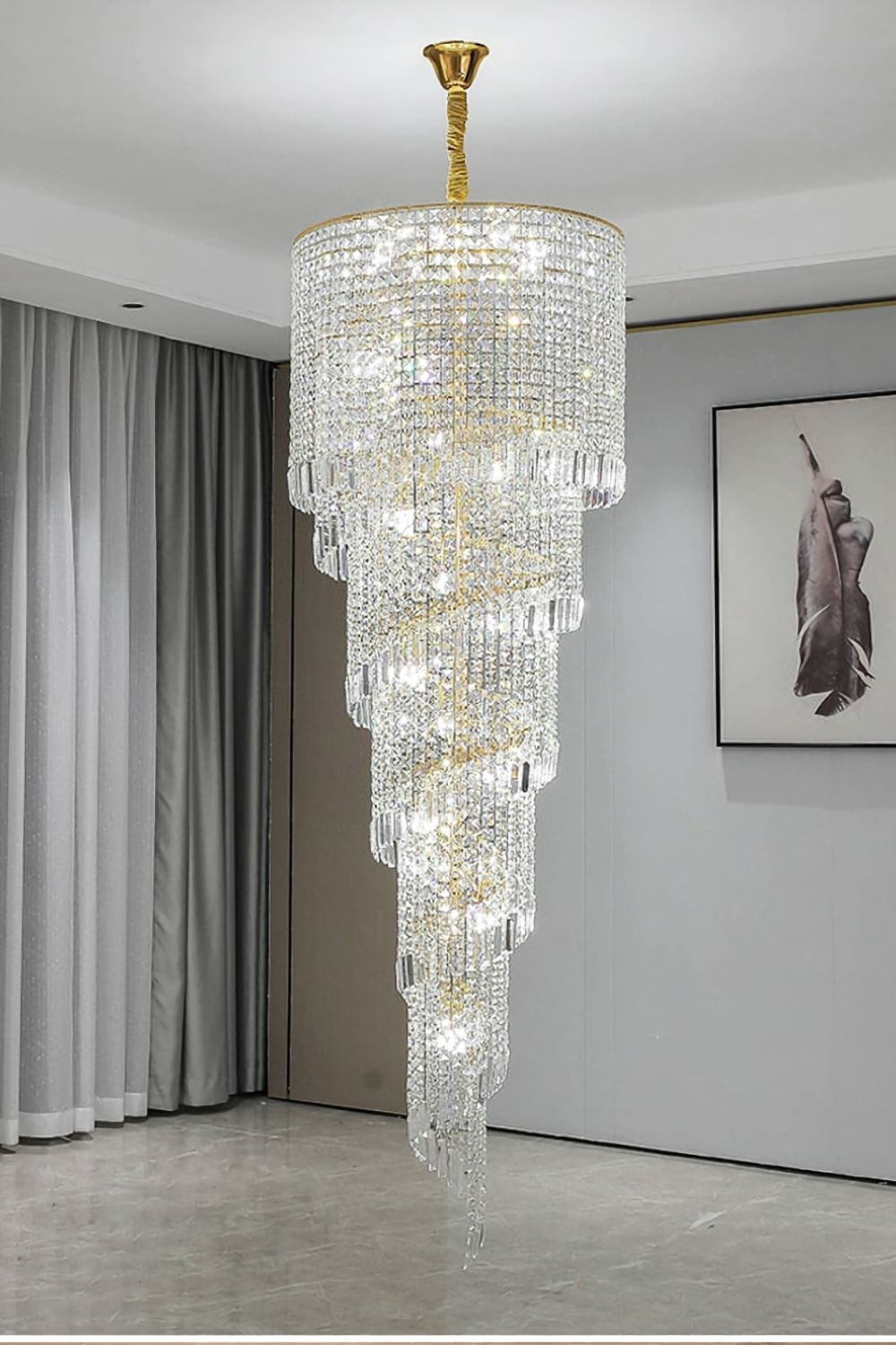 Crystal Spiral Double Volume Chandelier - SamuLighting