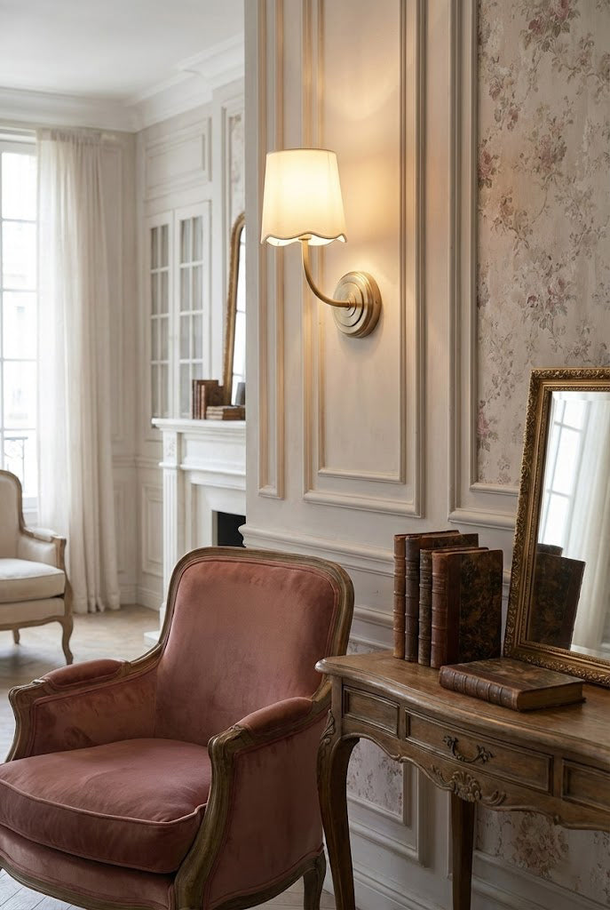 Curved Arm Fabric Shade Wall Sconce