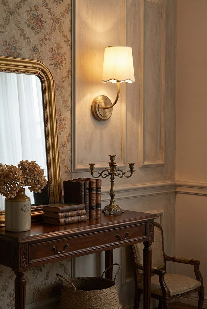 Curved Arm Fabric Shade Wall Sconce