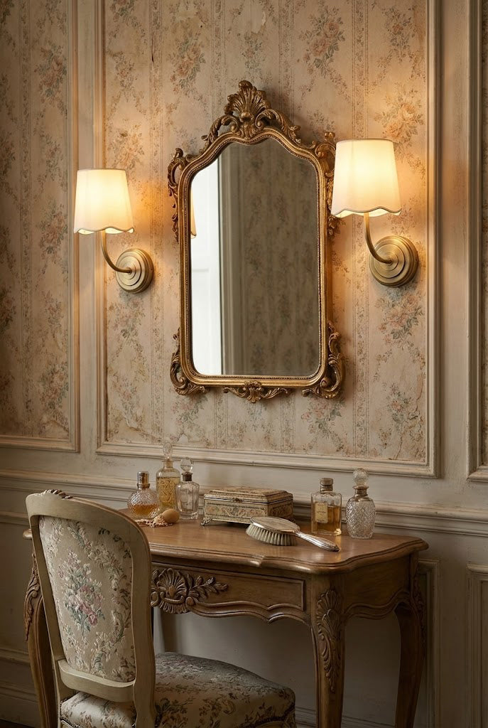 Curved Arm Fabric Shade Wall Sconce