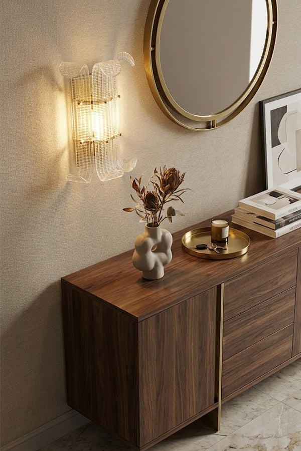 Curved Textured Glass Wall Sconce