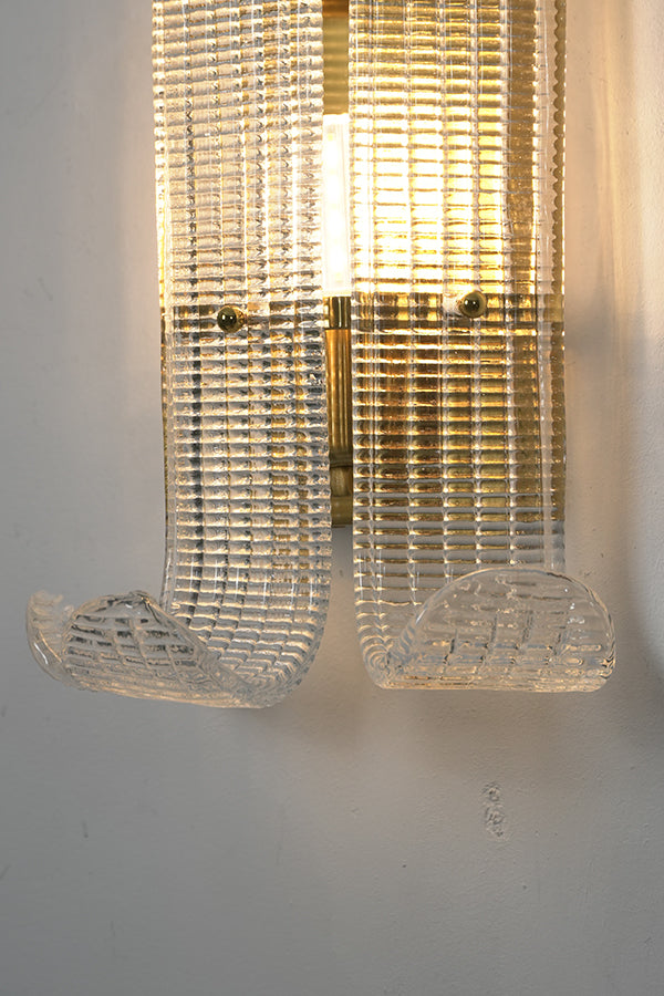 Curved Textured Glass Wall Sconce