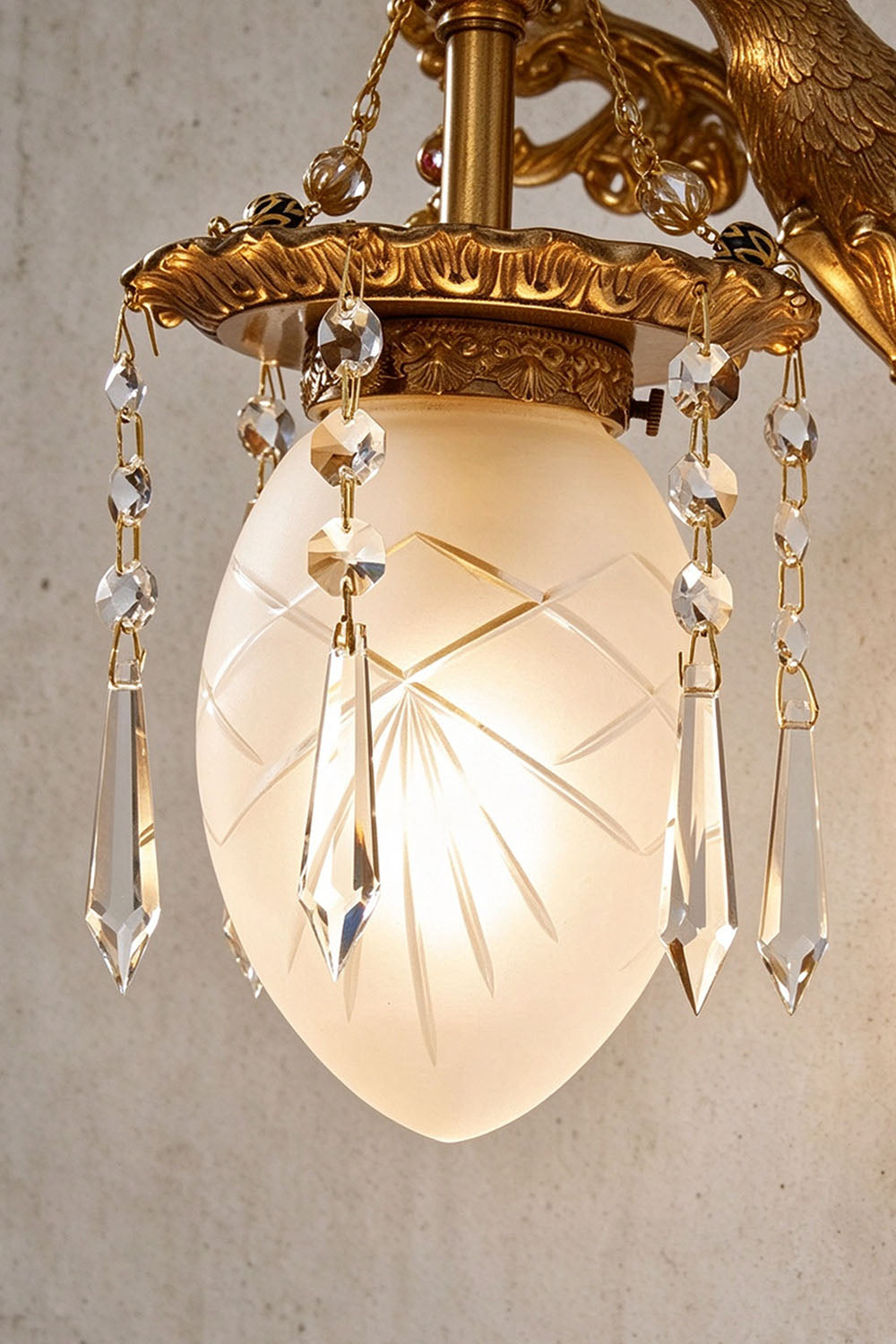 Cygnelle Brass Swan Crystal Wall Sconce