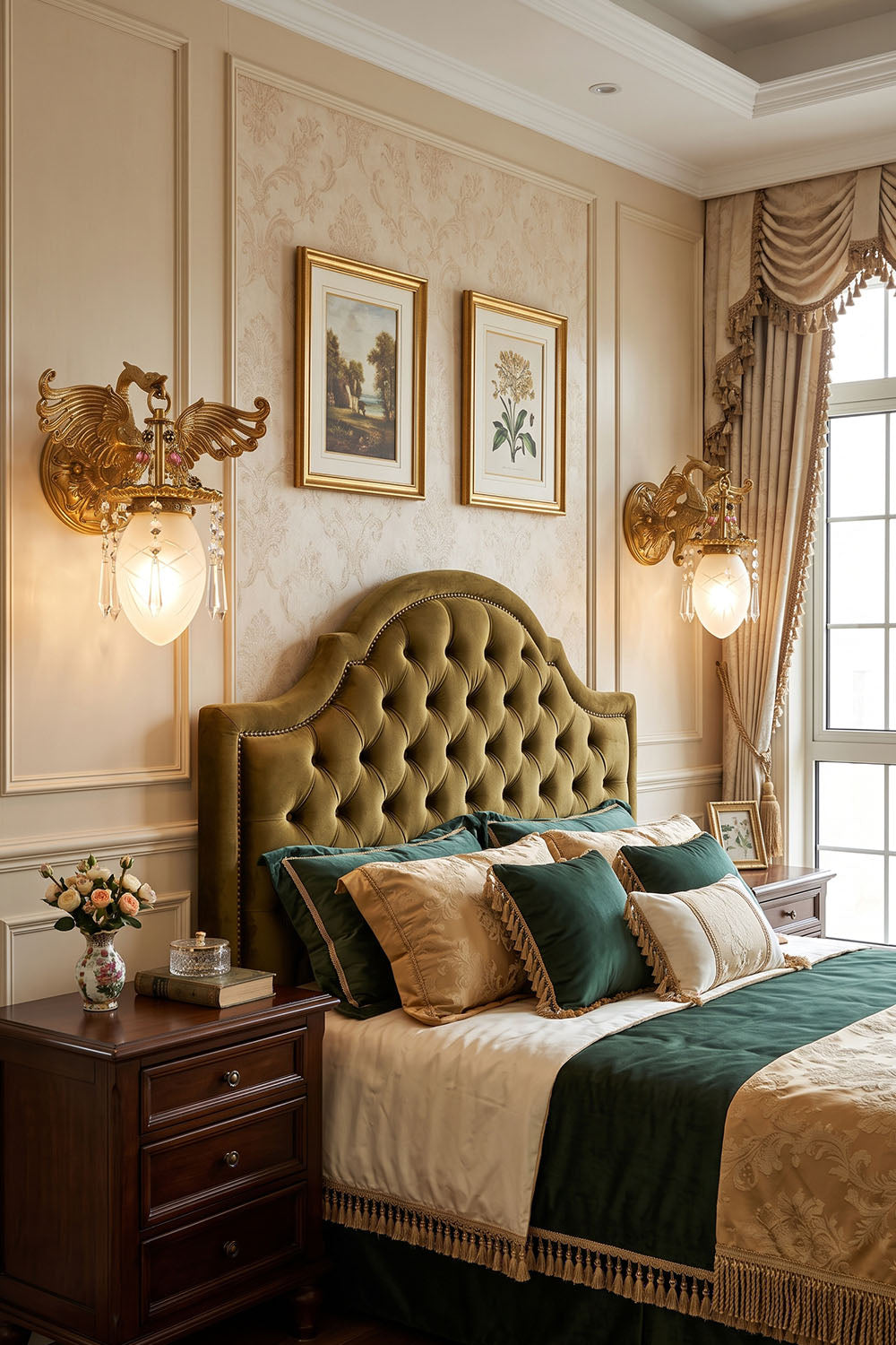 Cygnelle Brass Swan Crystal Wall Sconce