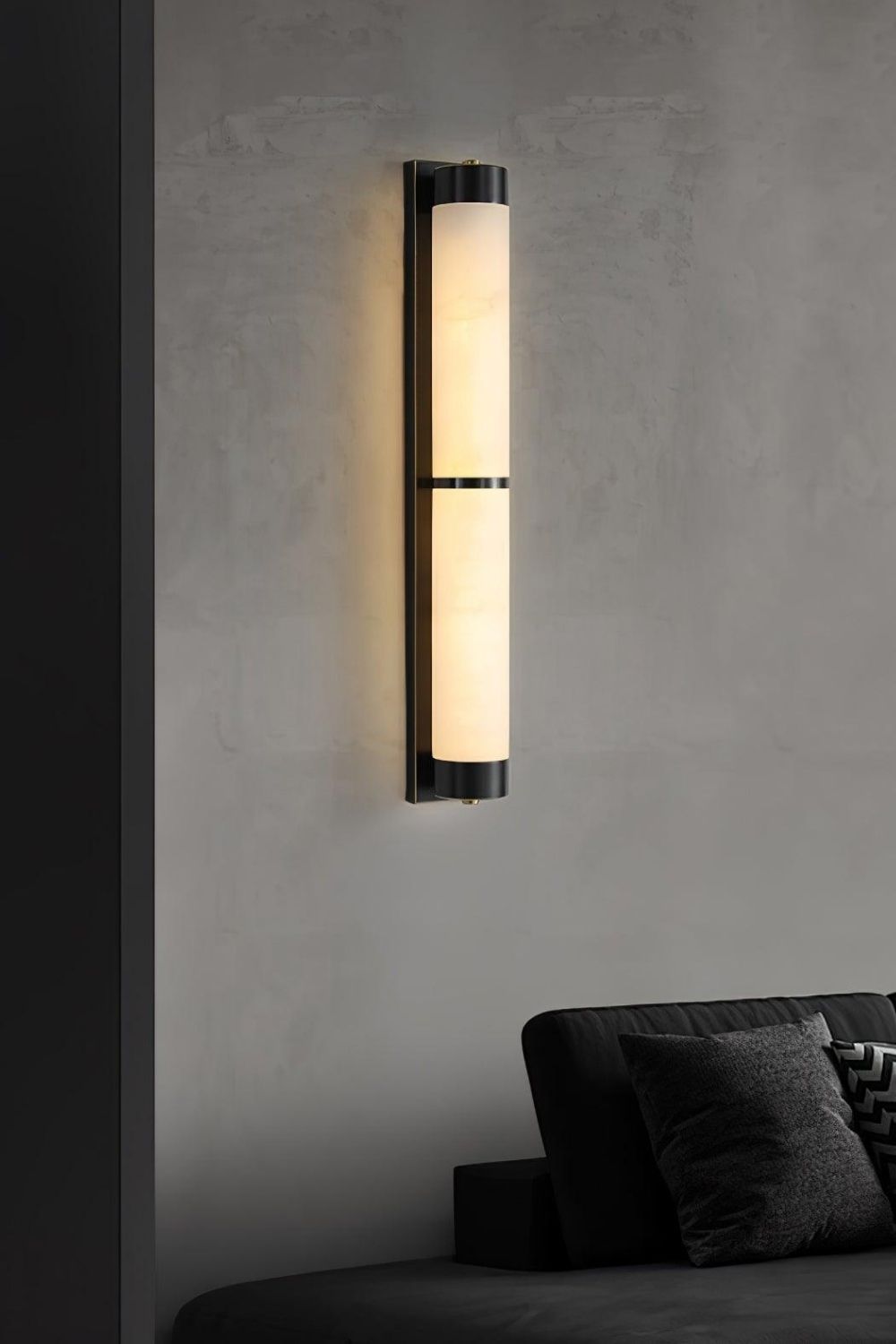 Cylindra Alabaster Brass Wall Light