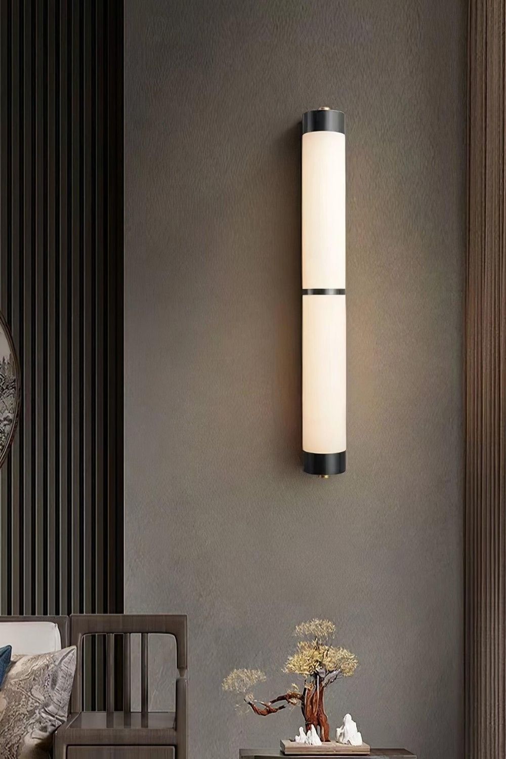Cylindra Alabaster Brass Wall Light