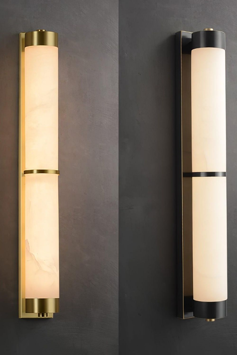 Cylindra Alabaster Brass Wall Light