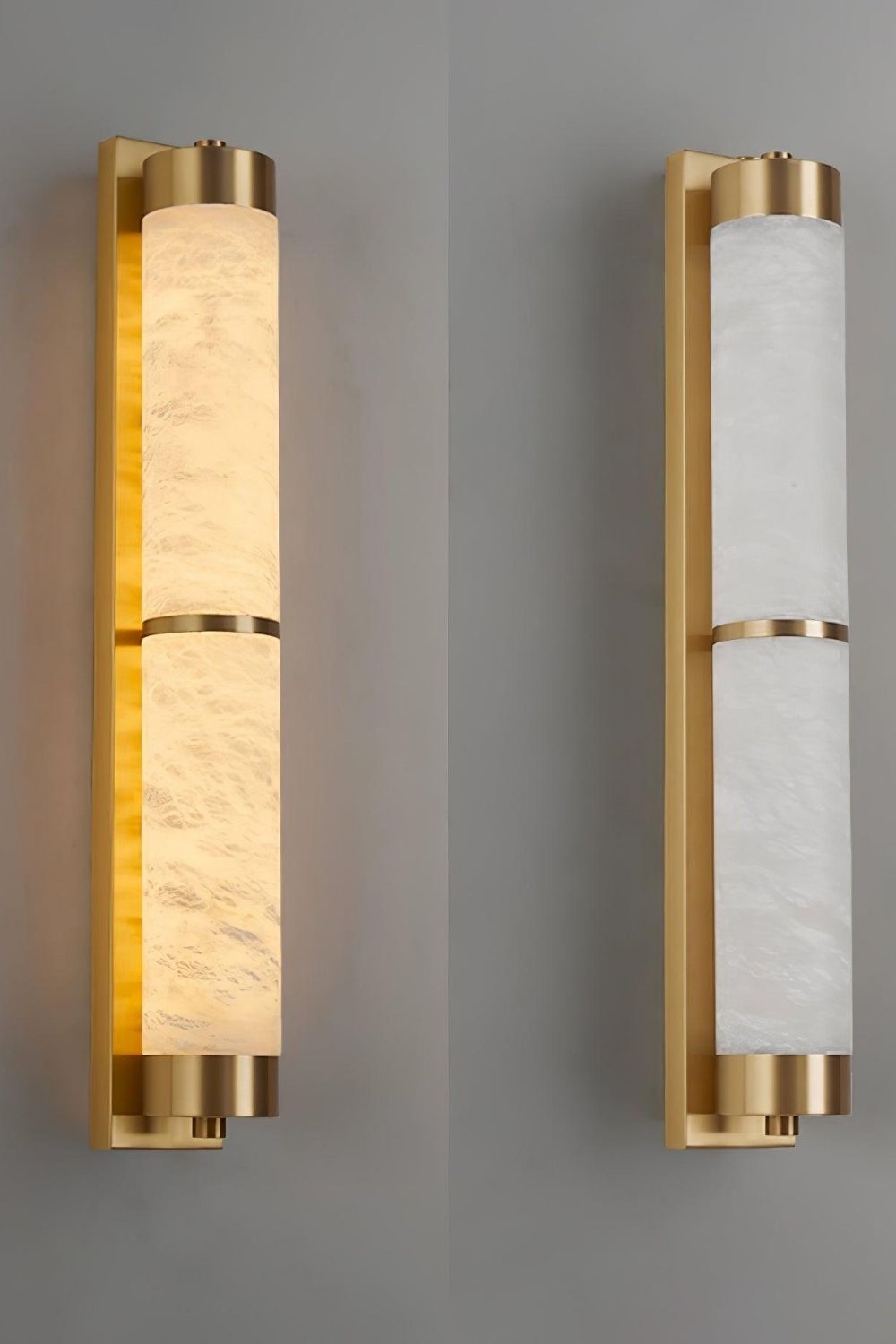 Cylindra Alabaster Brass Wall Light