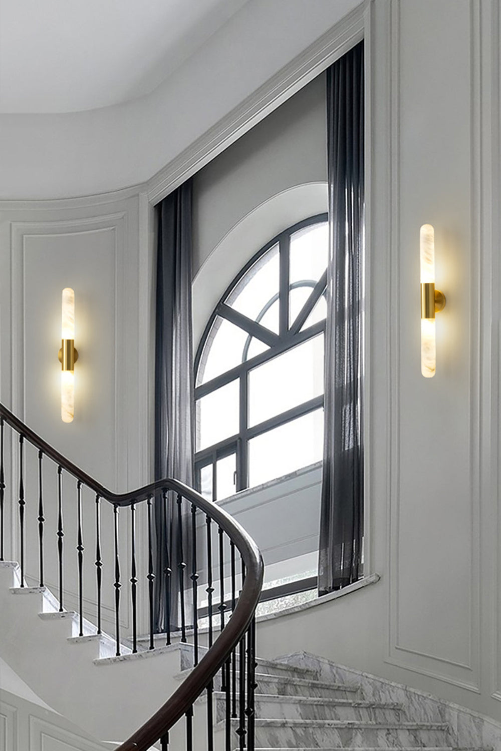 Double-Headed Alabaster Wall Lamp