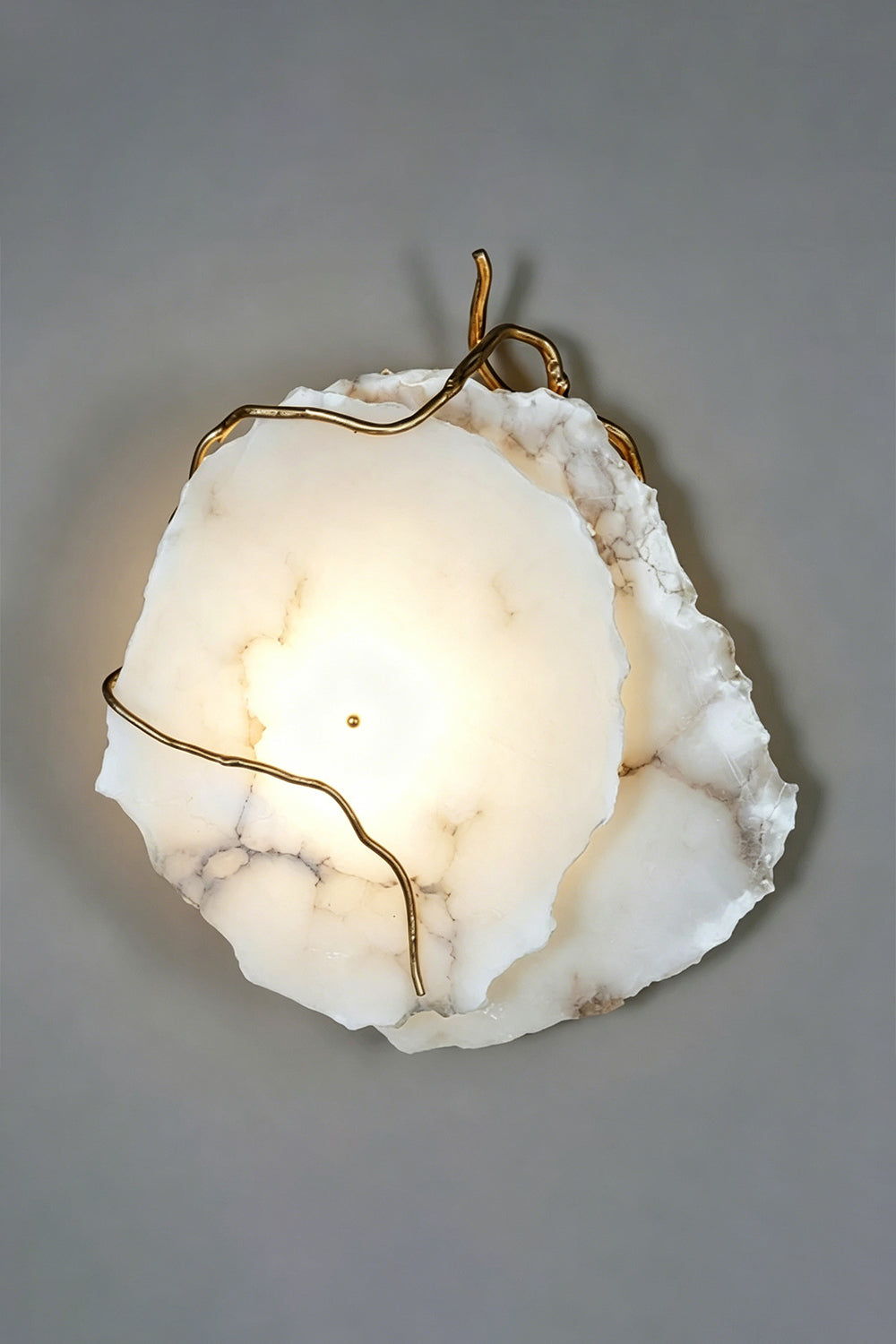 Double layer Arboreal Alabaster Wall Lamp with textured alabaster panels and elegant metal accents.