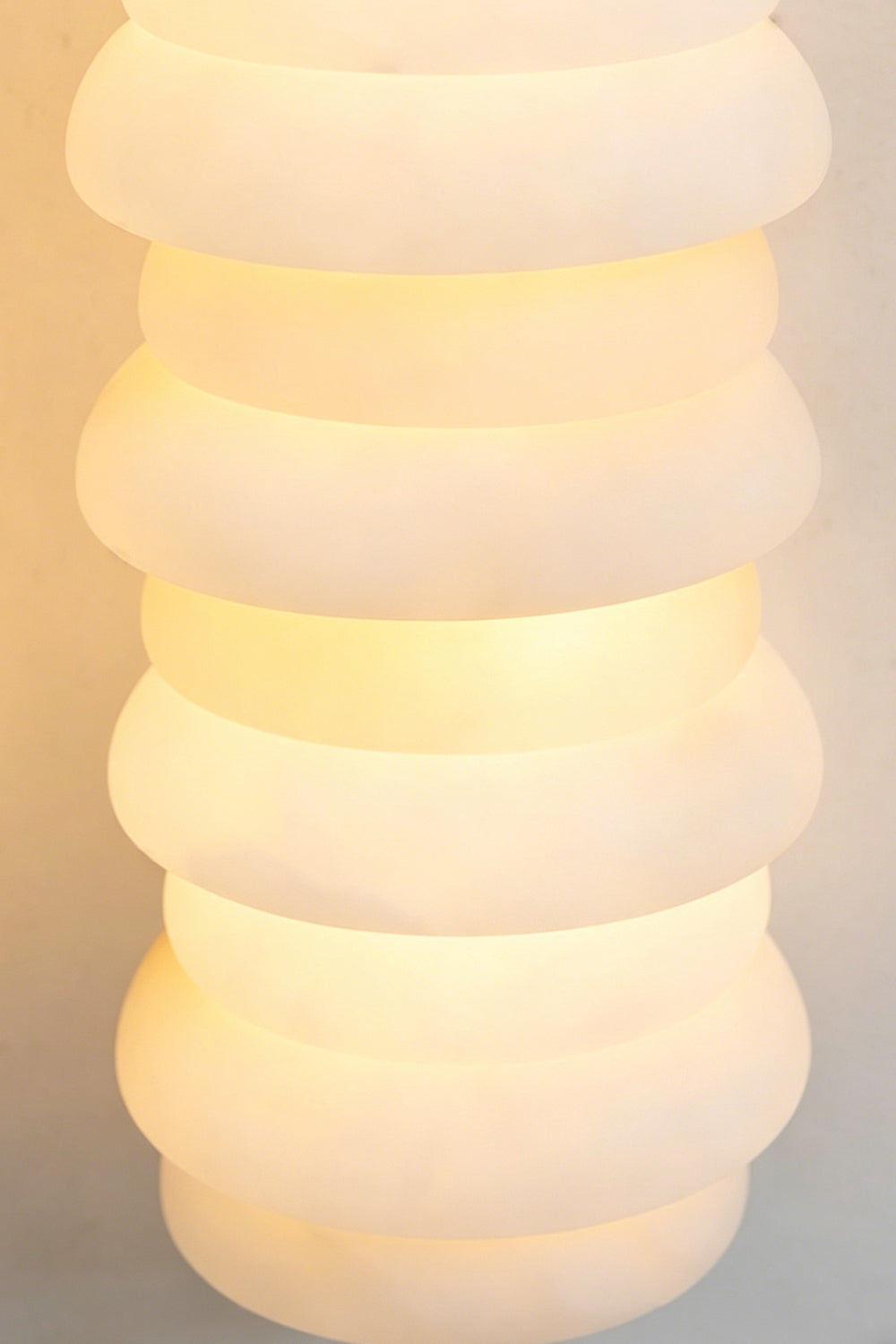 Dual Strata Alabaster Wall Lamp | Metal, Alabaster | Extreme close-up of unlit stratified alabaster stone texture | Samu Lamp
