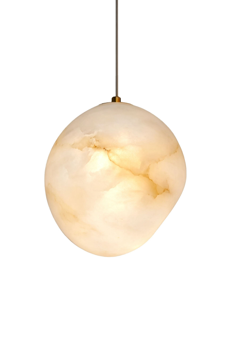 Elodie Teardrop Alabaster Pendant Light showcasing its unique organic design and hand-chiseled finish.