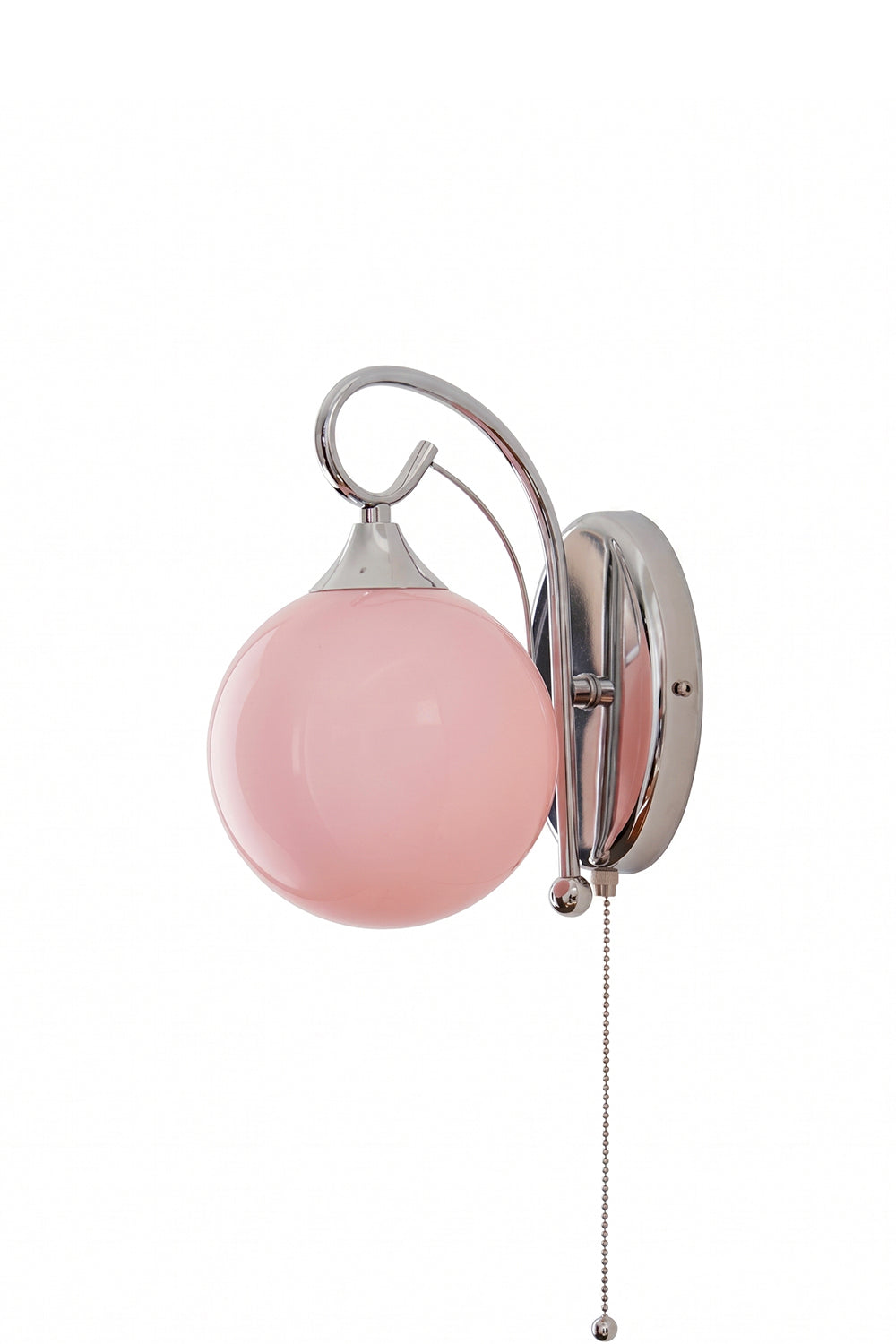 Elysian Circlet glass globe wall lamp | Metal, Glass | Polished chrome finish with pull chain | Samu Lamp