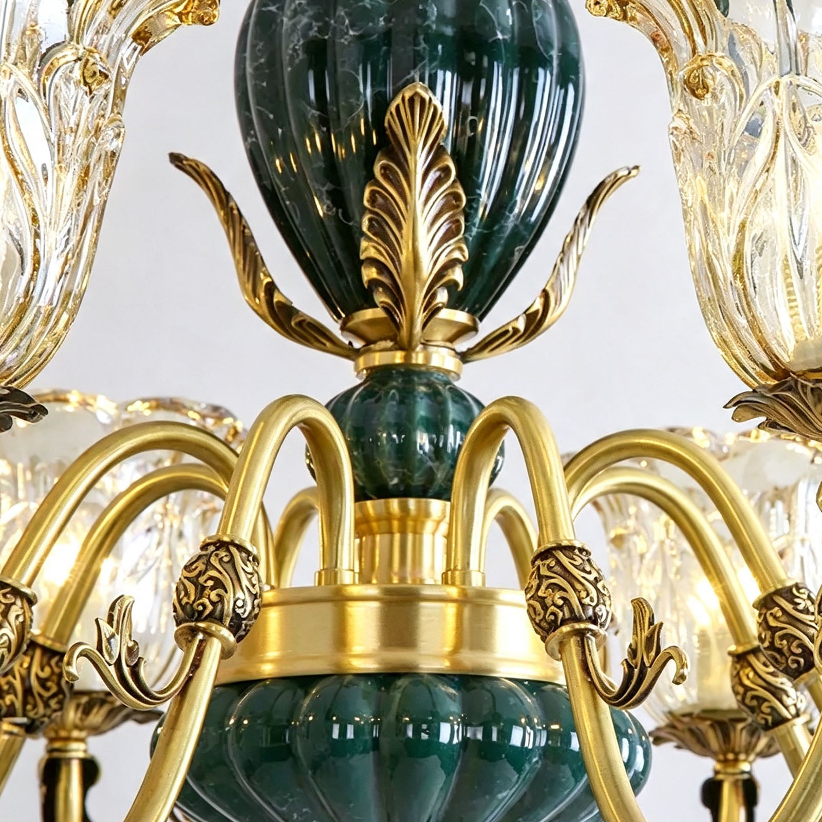 Deep Green Porcelain Against Brass