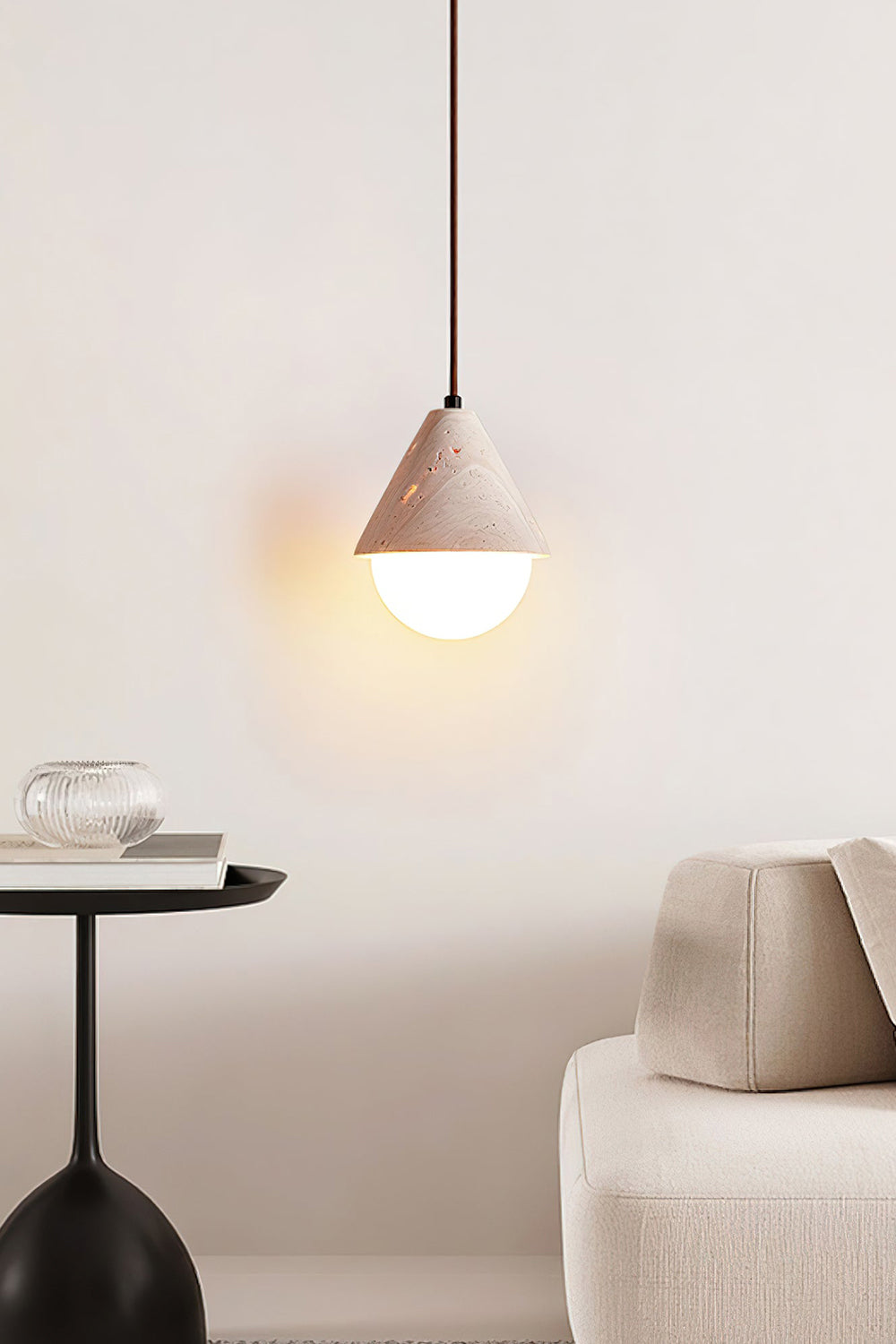 Etruscan Travertine Dome Light