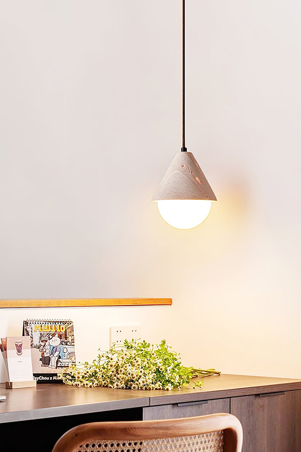 Etruscan Travertine Dome Light