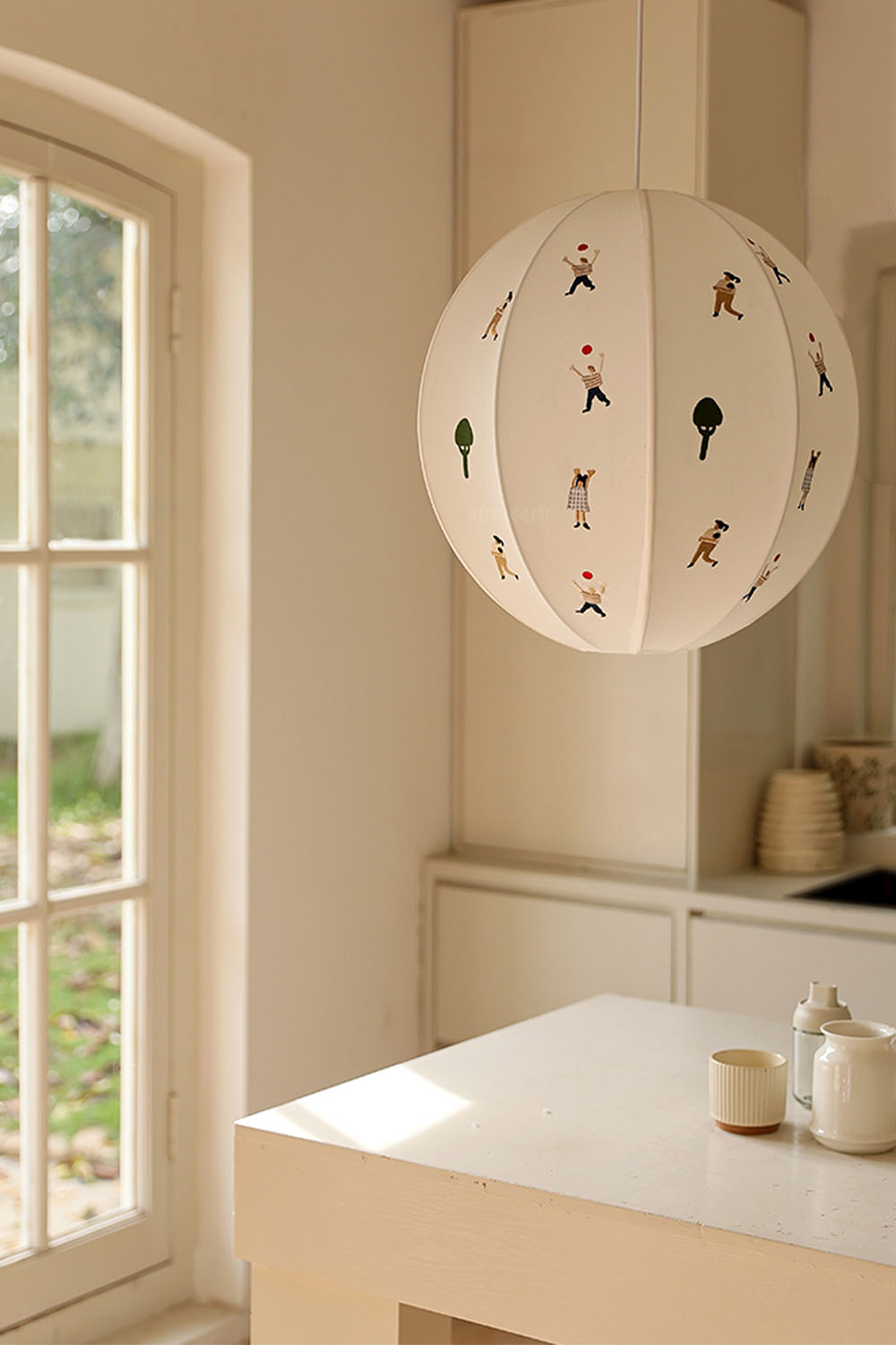 Fabric Embroidery Round Pendant Lamp