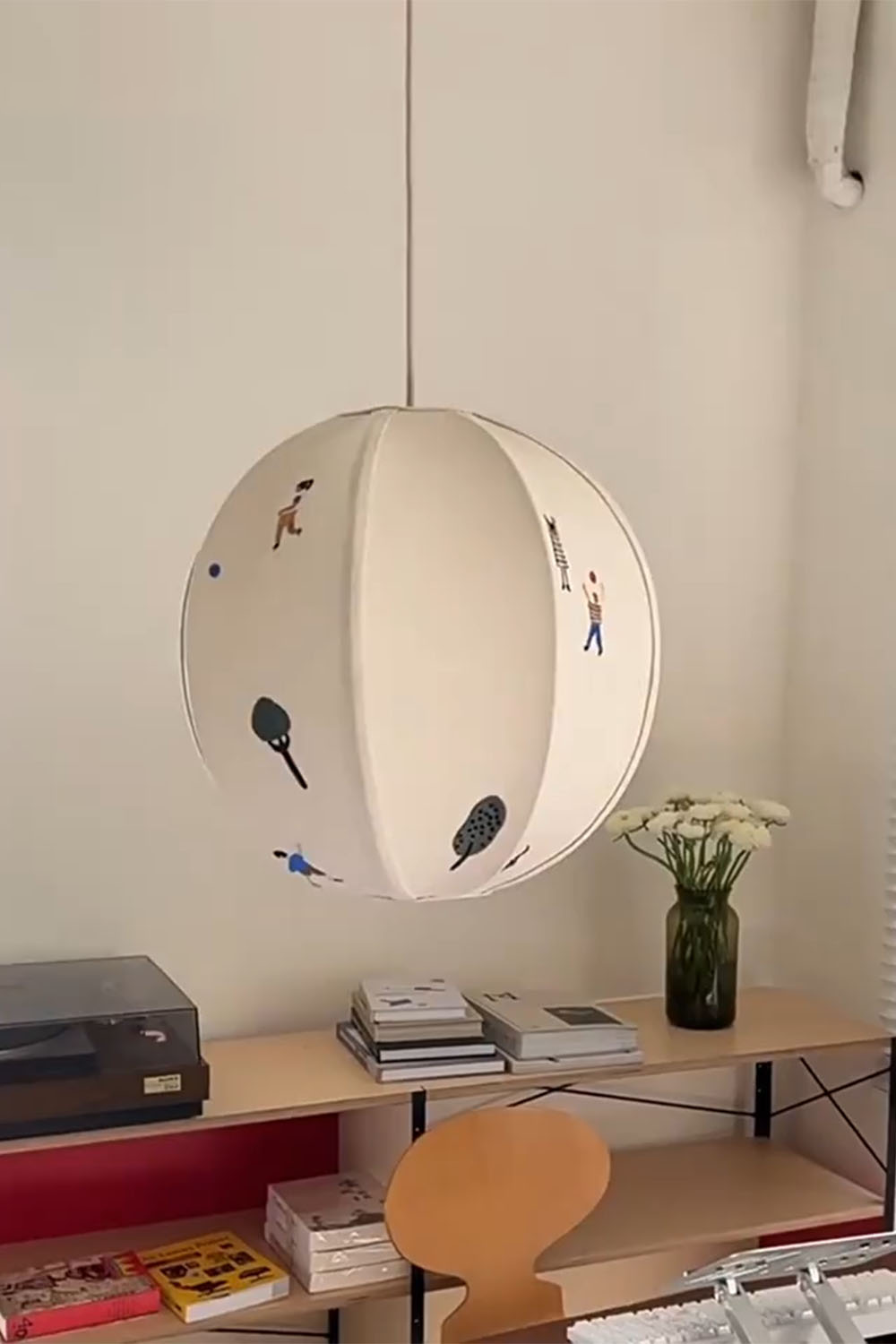 Fabric Embroidery Round Pendant Lamp
