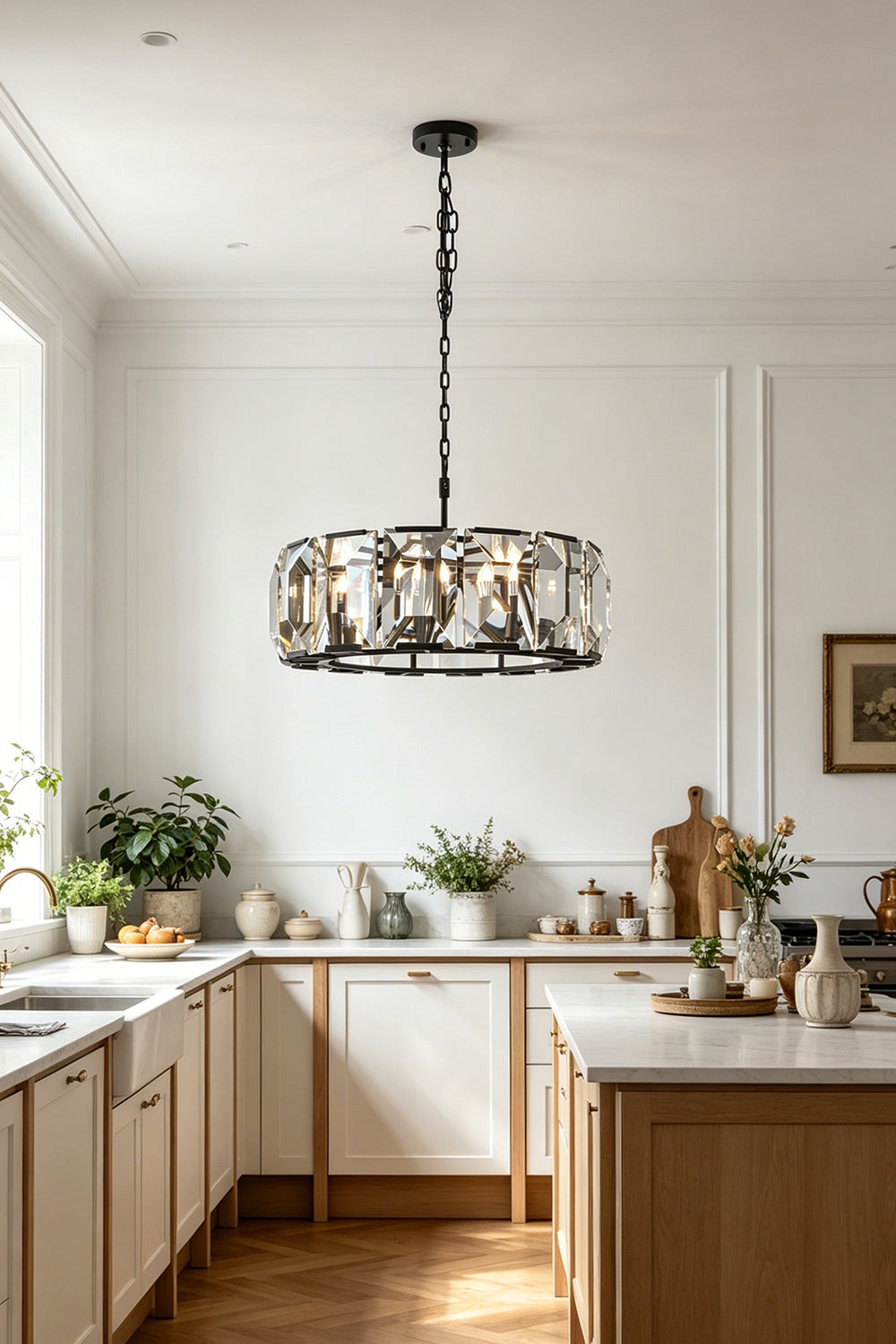 Faceted Crystal Halo Chandelier for Kitchen | Samu Lamp