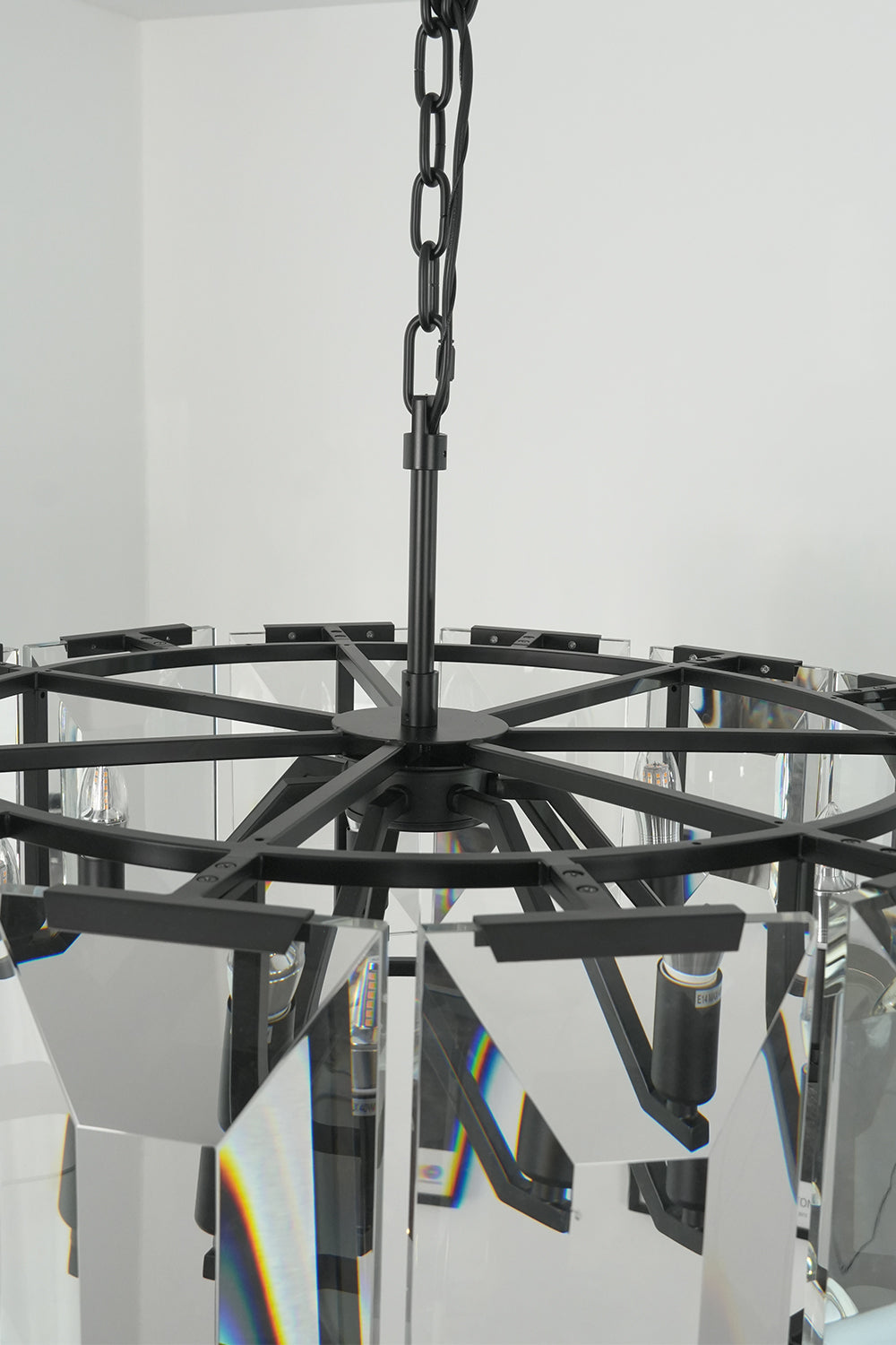 Faceted Crystal Halo Chandelier |Iron detail | Samu Lamp