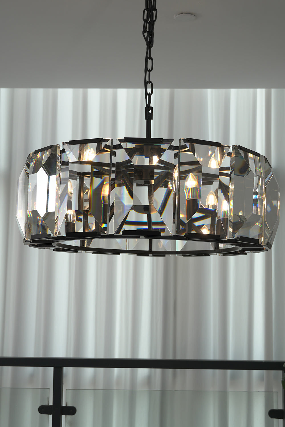 Faceted Crystal Halo Chandelier | detail | Samu Lamp
