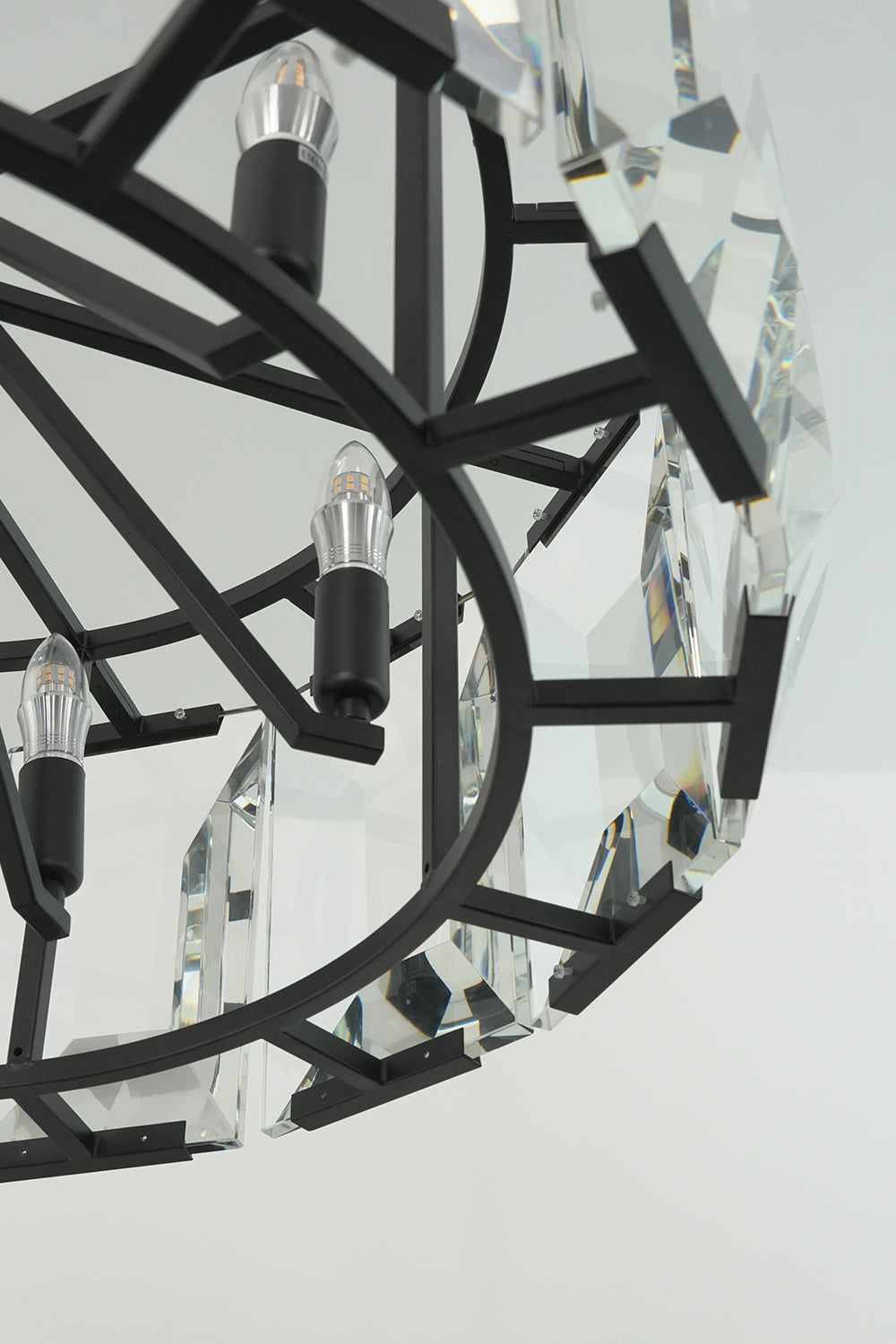 Faceted Crystal Halo Chandelier |Iron detail | Samu Lamp